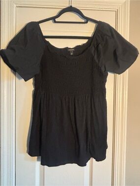 Plus-Size Torrid Black Smocked Babydoll Puff Sleeve Top / Y2K/ 1X